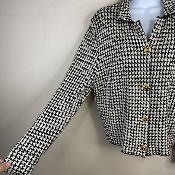 Vintage Alnoral Academia Houndstooth Old Money Cardigan Sweater Sz L Wool Blend - Picture 6 of 11